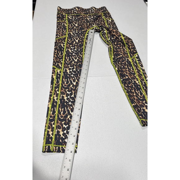 ALL ACCESS Womens High Waist Leggings Size S Leopard Light Neon Stitching Pocket - Picture 7 of 8